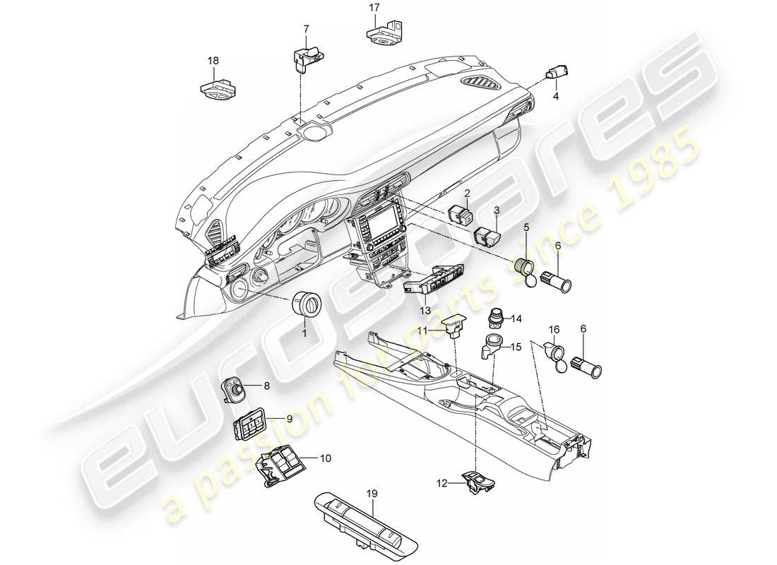 porsche 997 gen. 2 (2011) switch part diagram