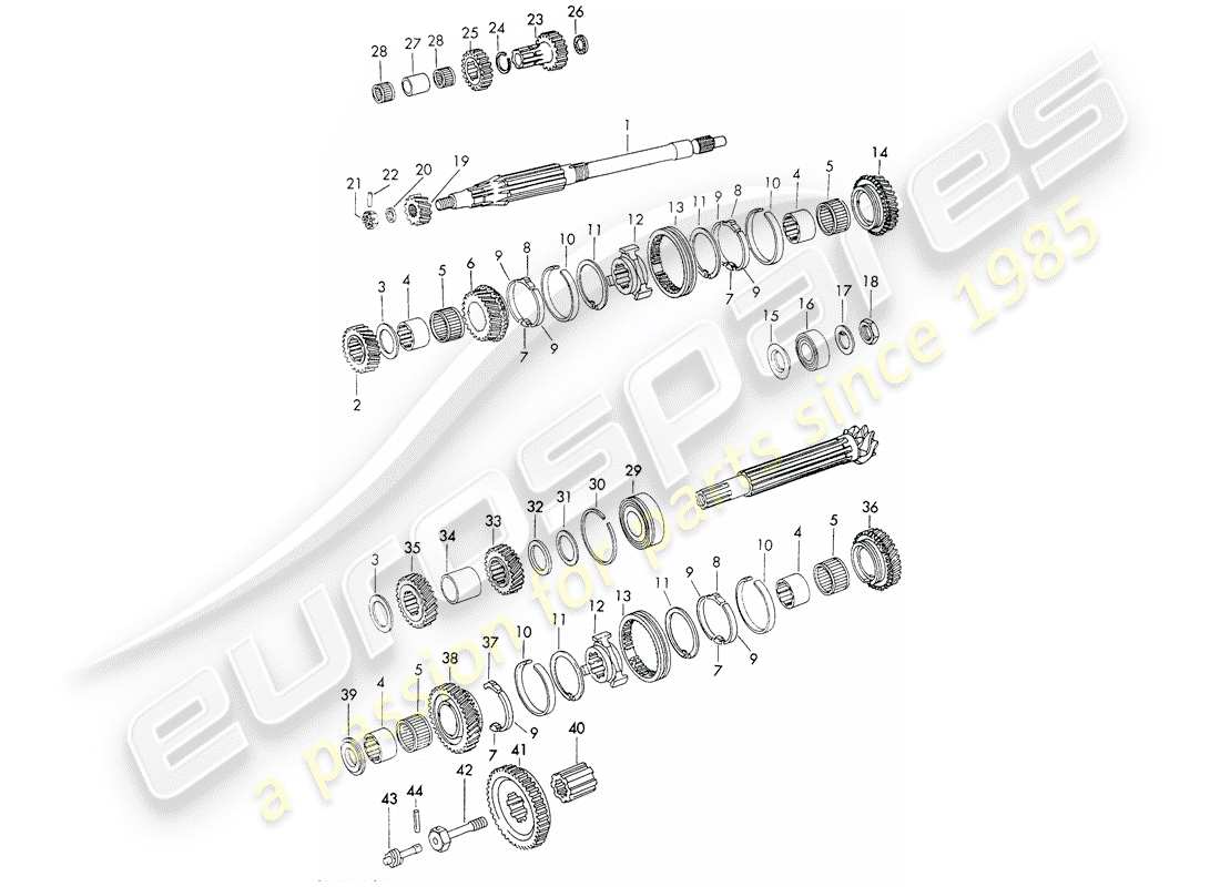 porsche 911 (1973) gears and shafts - sportomatic - - d >> - mj 1970 part diagram