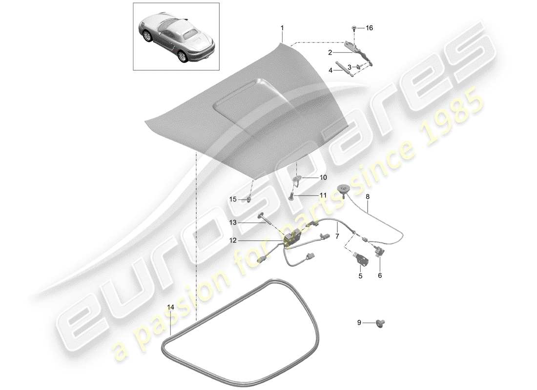 porsche 718 boxster (2018) cover part diagram