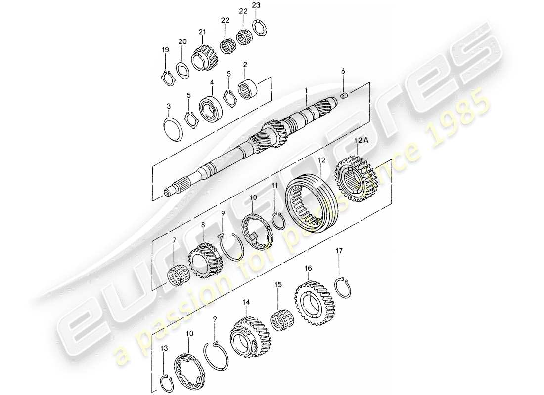 porsche boxster 986 (2000) gears and shafts part diagram