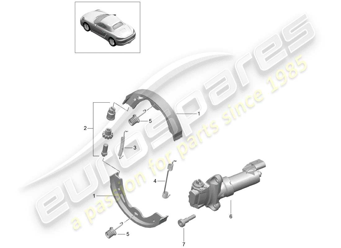 porsche 718 boxster (2018) parking brake part diagram