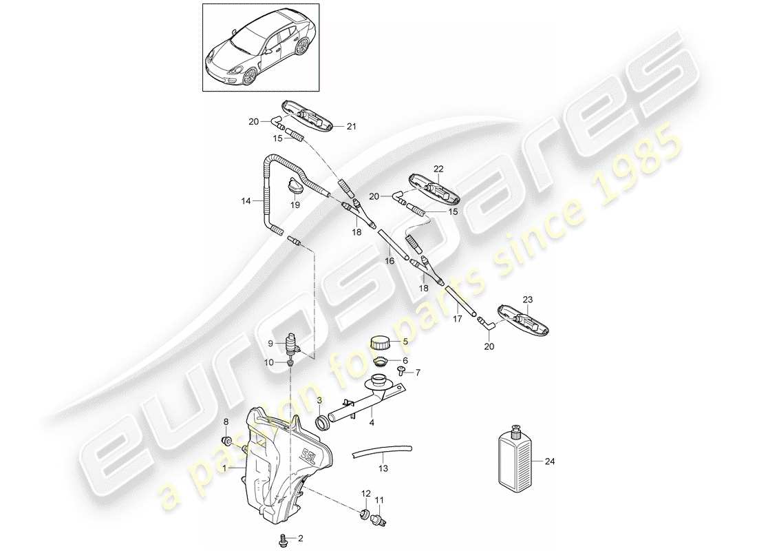 porsche panamera 970 (2012) windshield washer unit part diagram