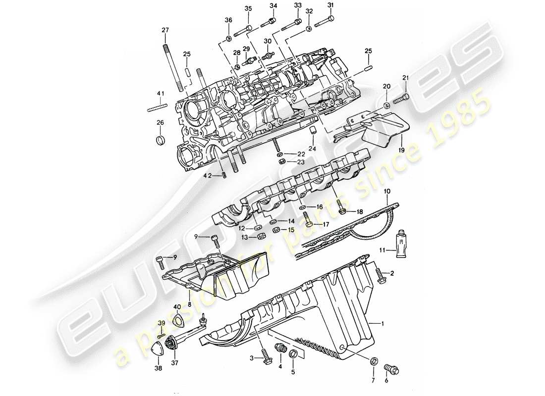 porsche 968 (1995) crankcase - fasteners part diagram