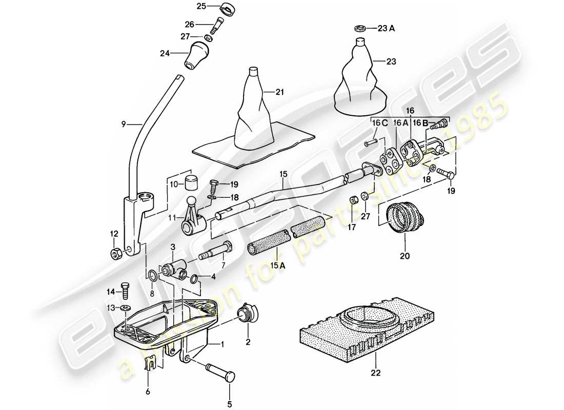 porsche 911 (1987) transmission control part diagram