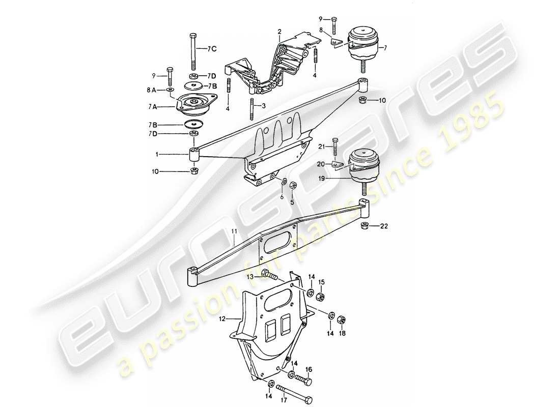 porsche 964 (1990) engine suspension part diagram