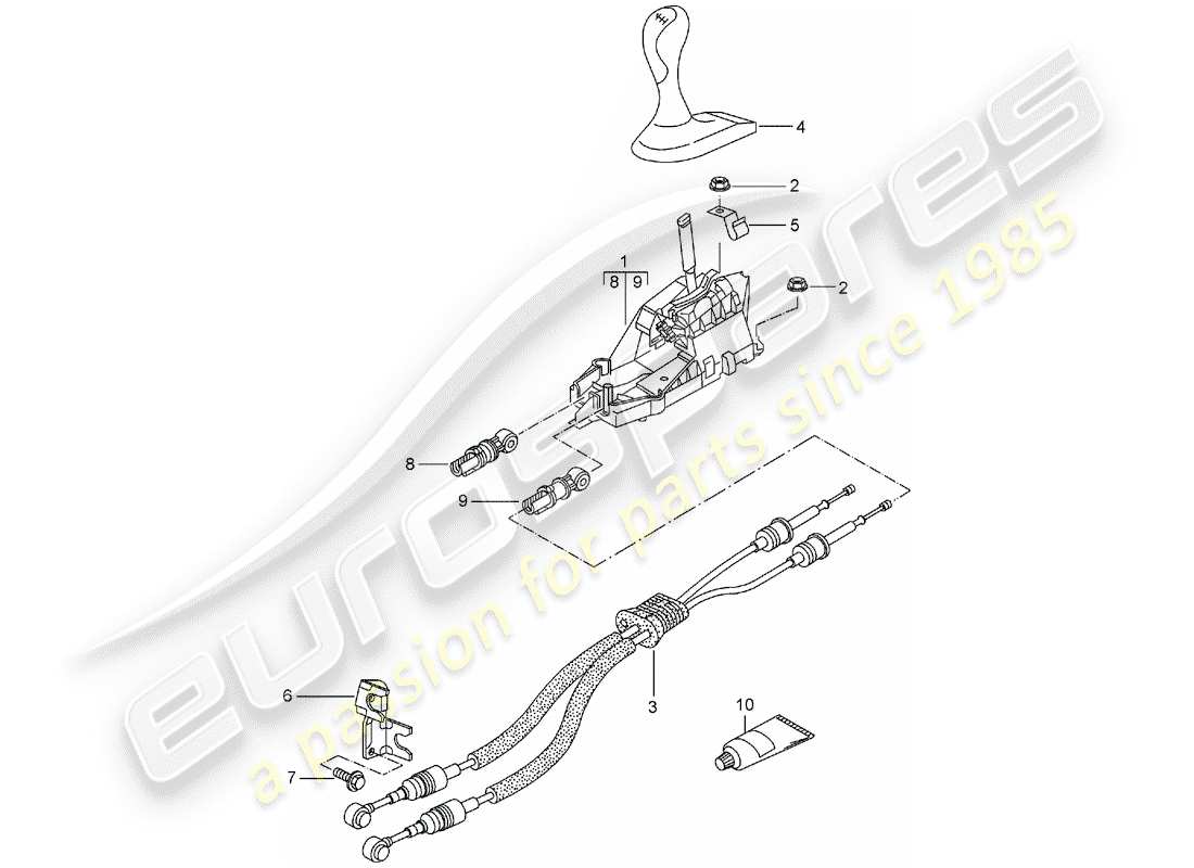 porsche 996 (2004) shift mechanism - manual gearbox part diagram