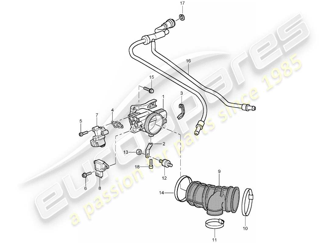 porsche 996 (2004) throttle body part diagram