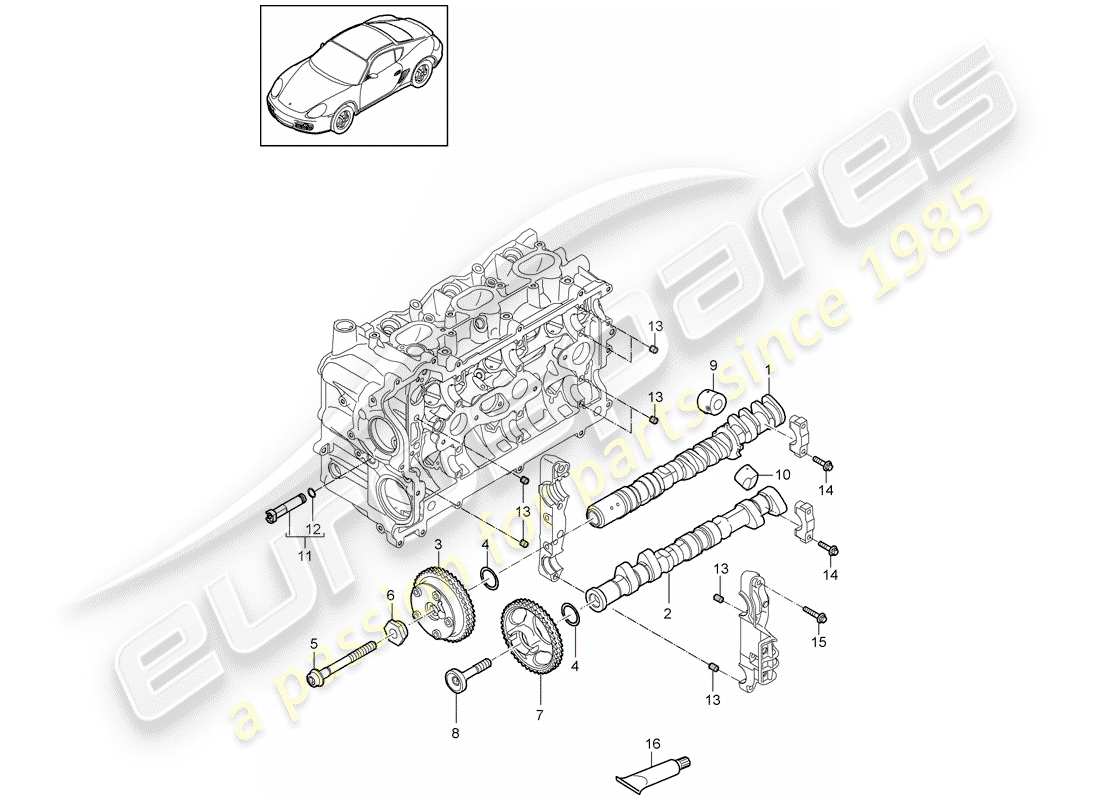 porsche cayman 987 (2012) camshaft part diagram