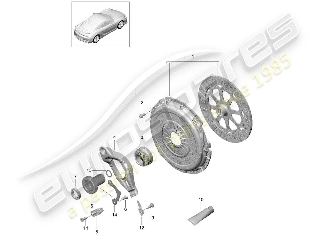 porsche cayman gt4 (2016) clutch part diagram