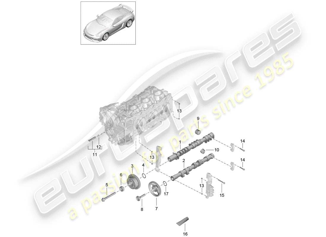 porsche cayman gt4 (2016) camshaft part diagram