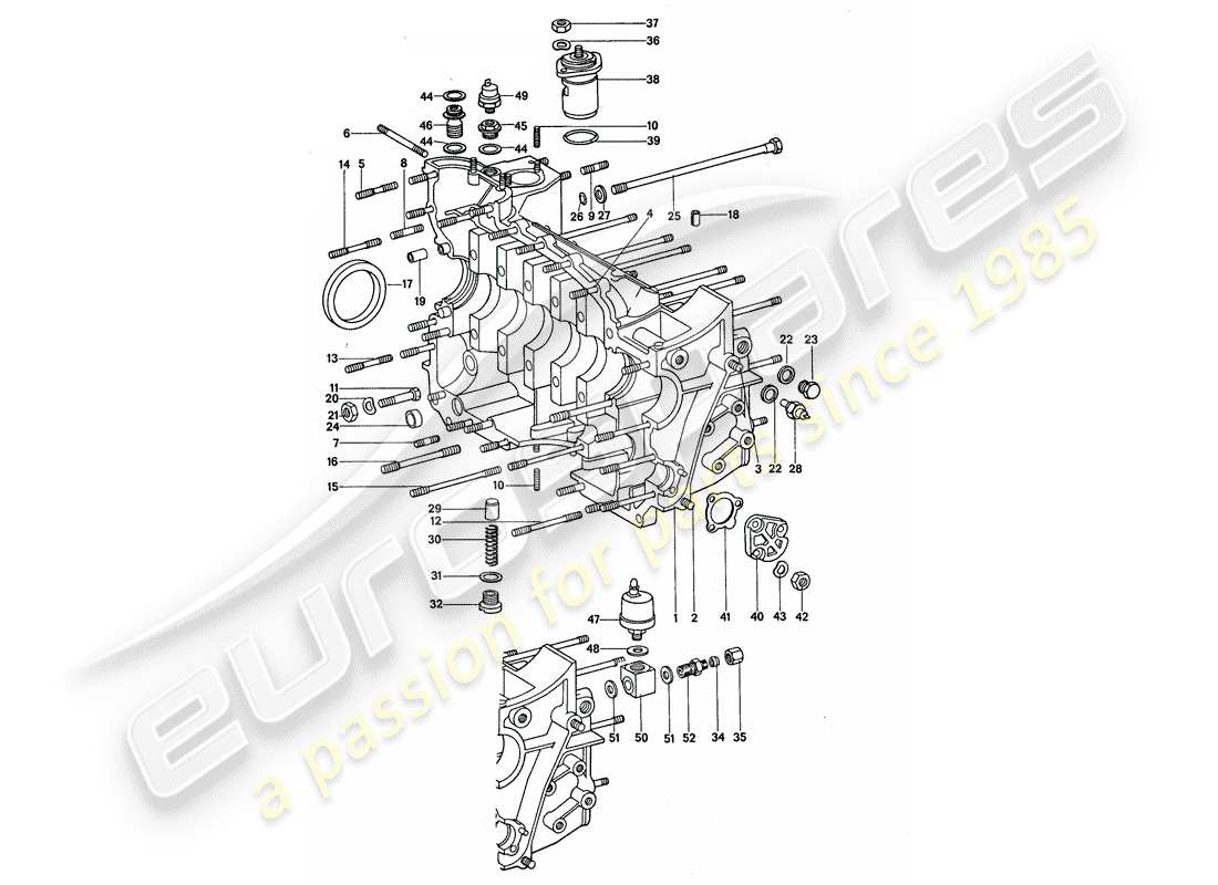 porsche 911 (1974) crankcase - repair set for maintenance - see illustration: part diagram