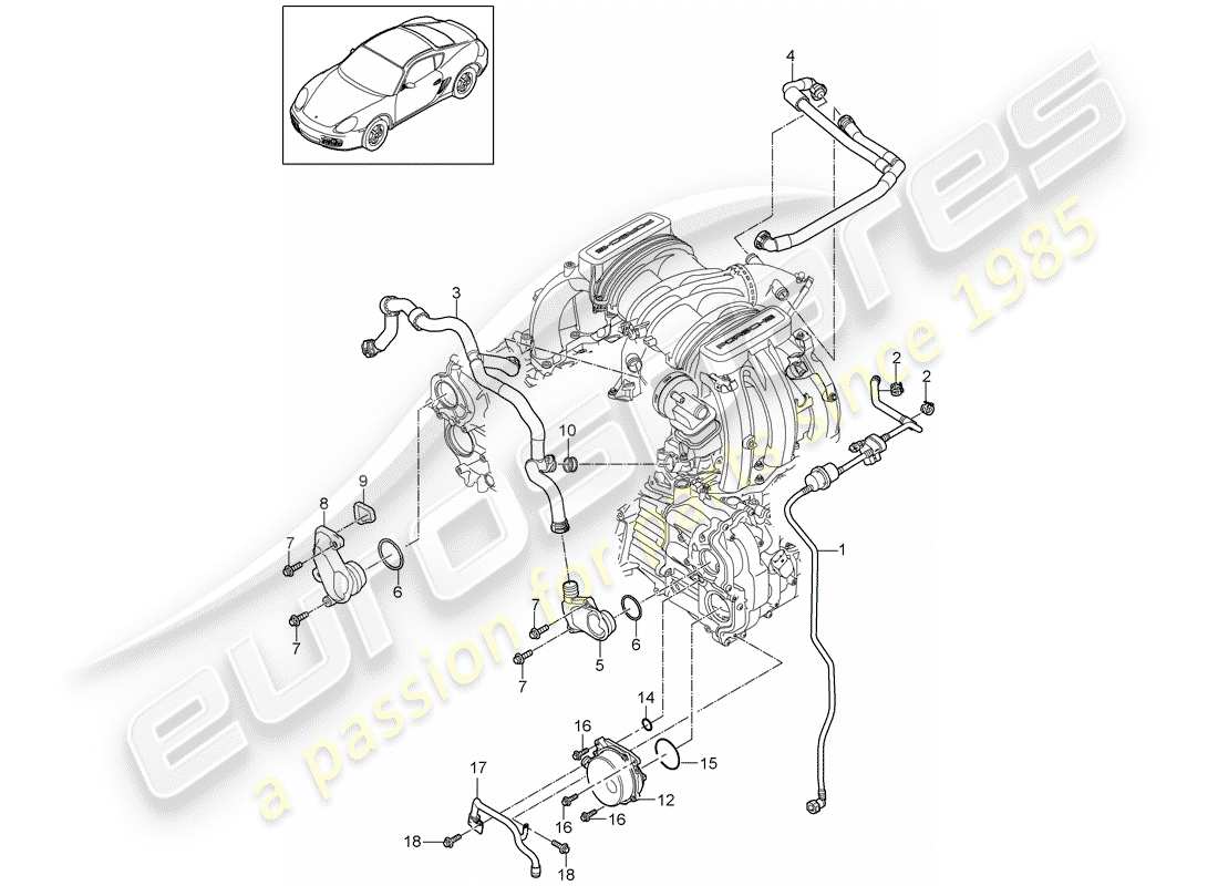 porsche cayman 987 (2012) crankcase part diagram