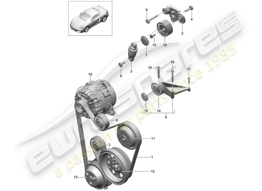 porsche boxster 981 (2015) belt tensioner part diagram