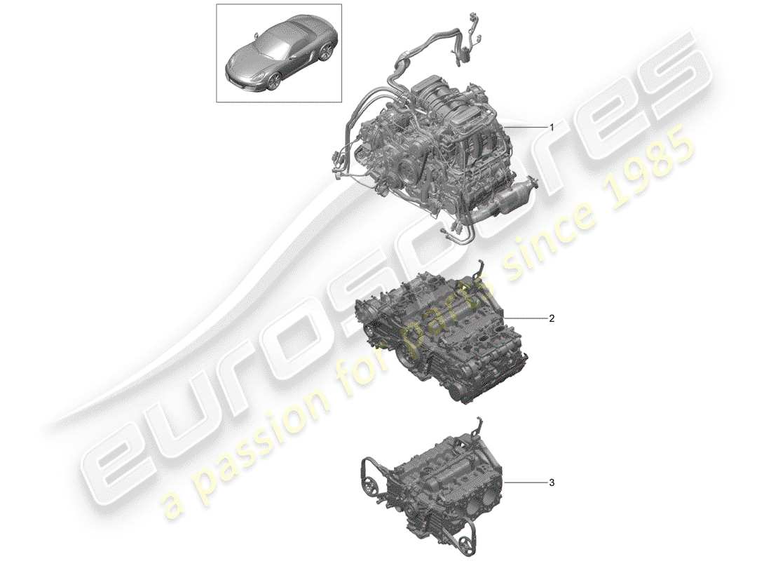 porsche boxster 981 (2015) replacement engine part diagram