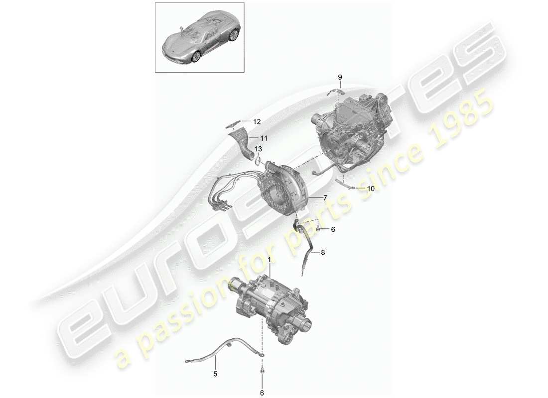 porsche 918 spyder (2015) electric motor part diagram