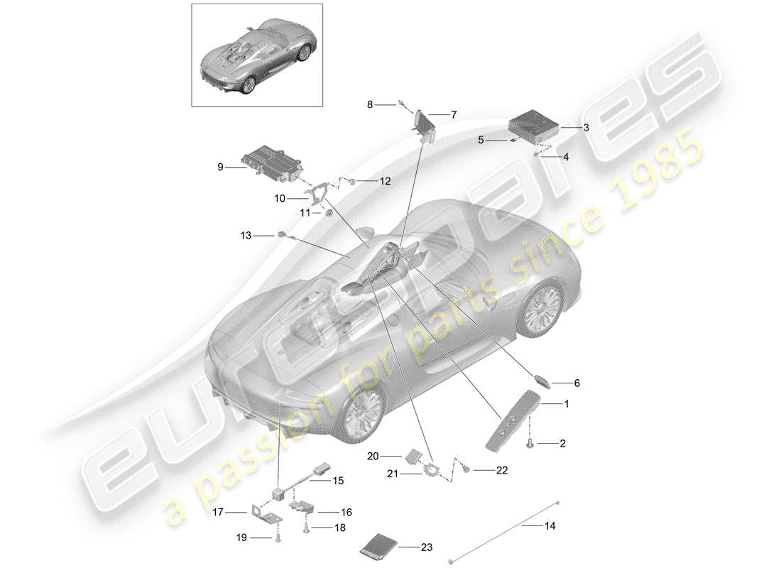 porsche 918 spyder (2015) radio unit part diagram