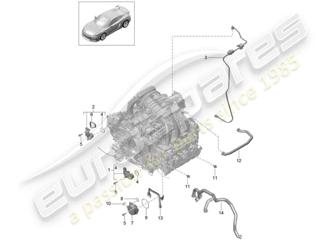 porsche cayman gt4 (2016) crankcase part diagram