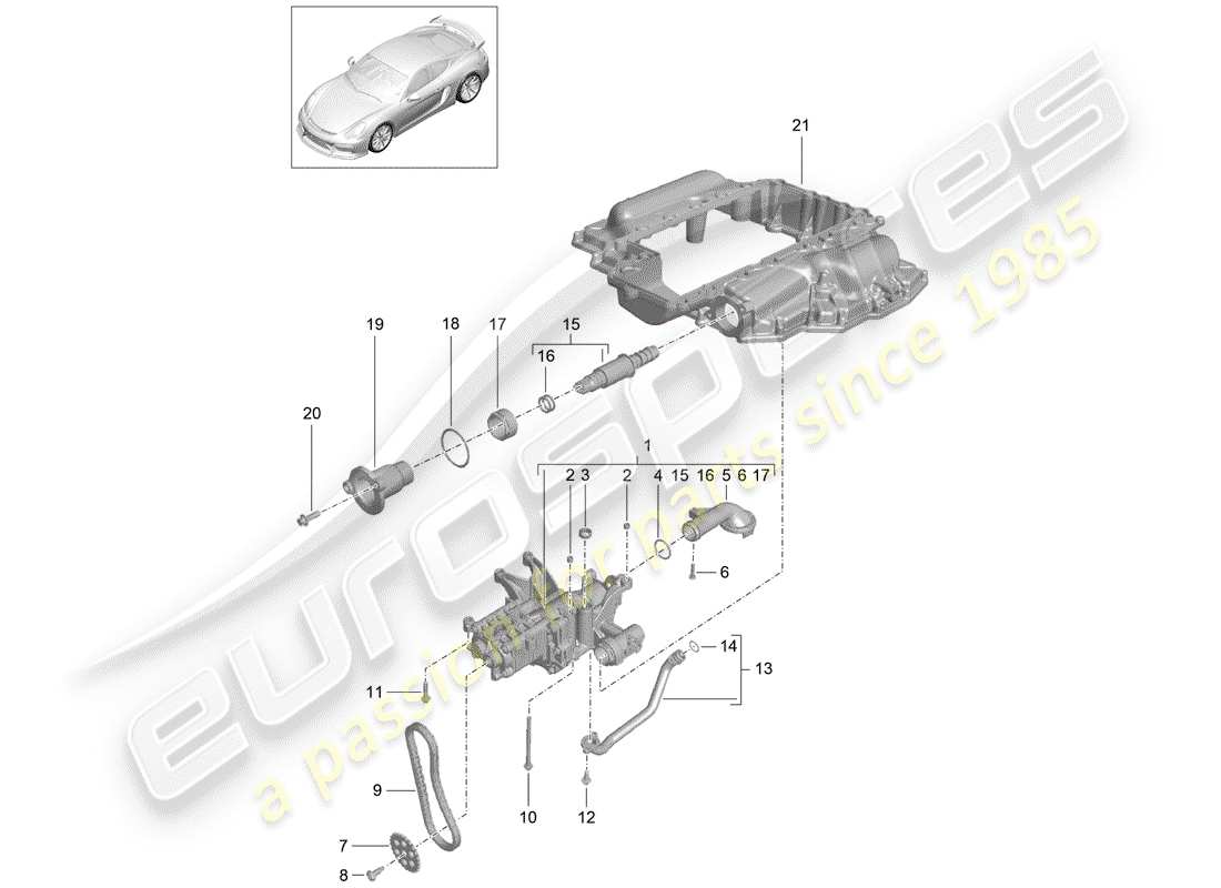 porsche cayman gt4 (2016) oil pump part diagram