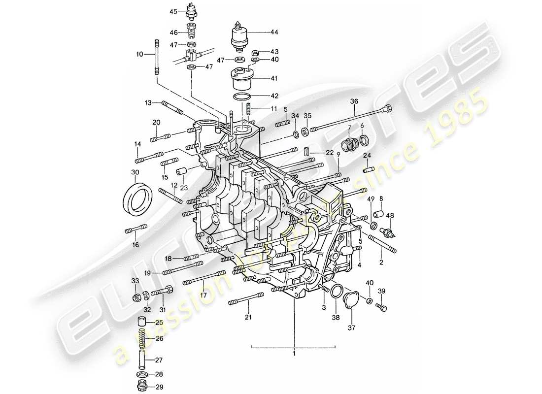 porsche 959 (1988) crankcase part diagram