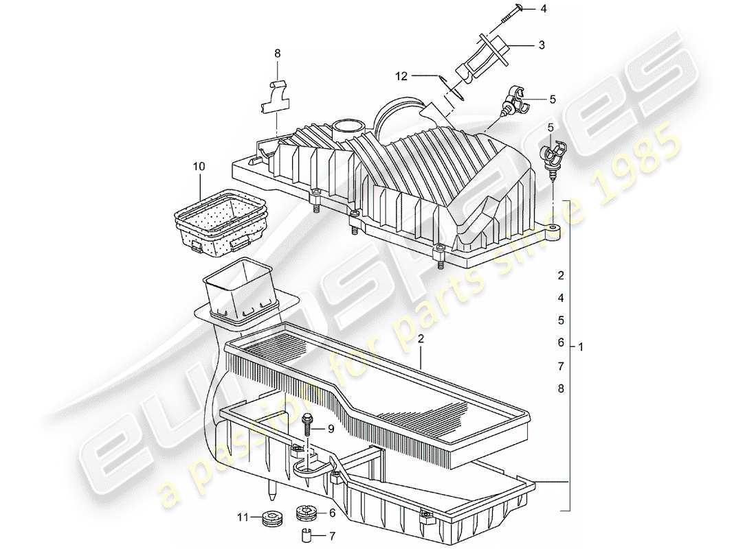 porsche 996 (2004) air cleaner part diagram