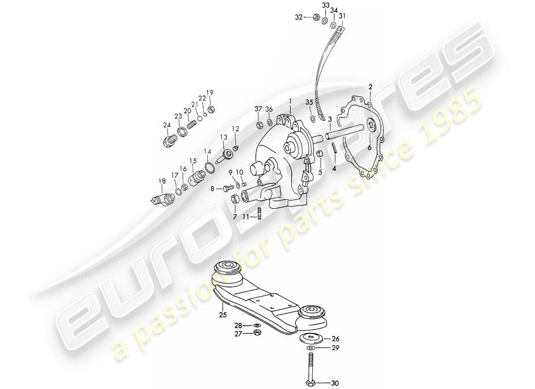 porsche 911 (1971) transmission cover - transmission suspension - sportomatic - d >> - mj 1971 part diagram