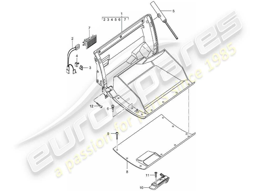 porsche 996 t/gt2 (2004) glove box - d - mj 2002>> part diagram