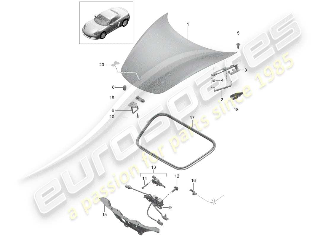 porsche 718 boxster (2018) cover part diagram