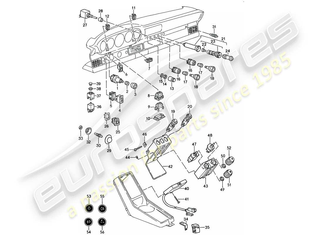 porsche 911 (1987) switch part diagram