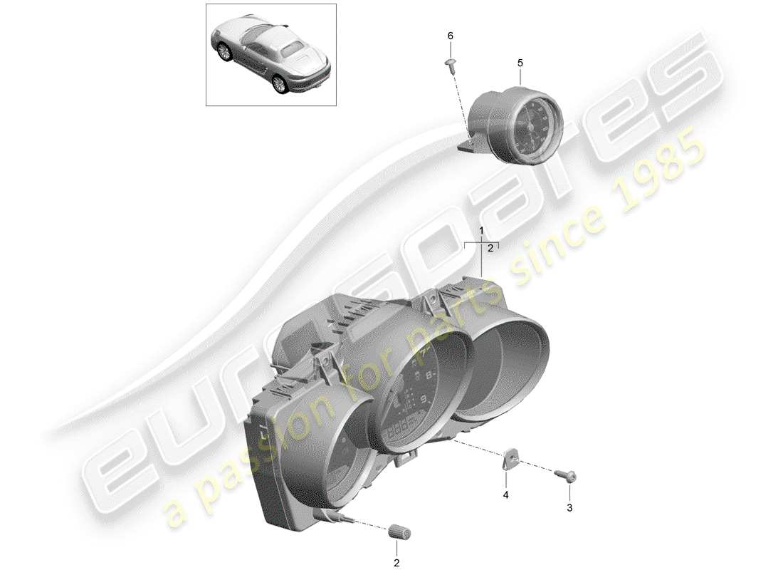 porsche 718 boxster (2018) instrument cluster part diagram