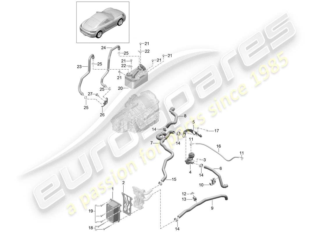 porsche 718 cayman (2020) - pdk - part diagram