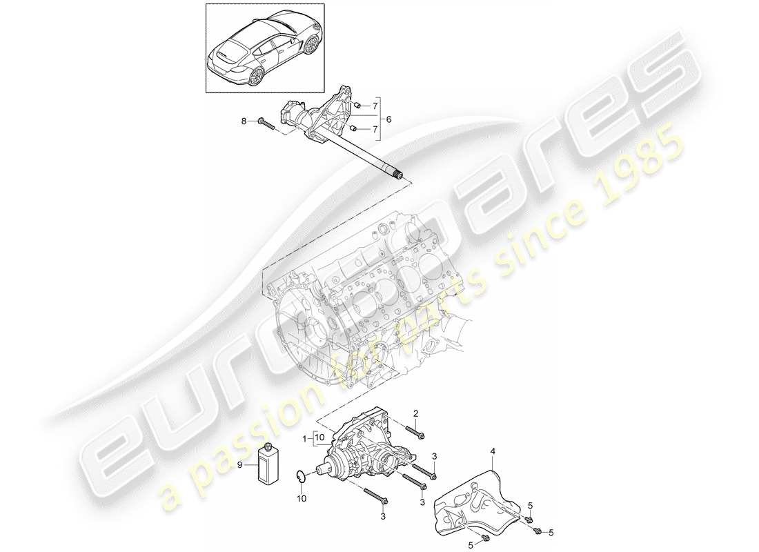 porsche panamera 970 (2010) front axle differential part diagram