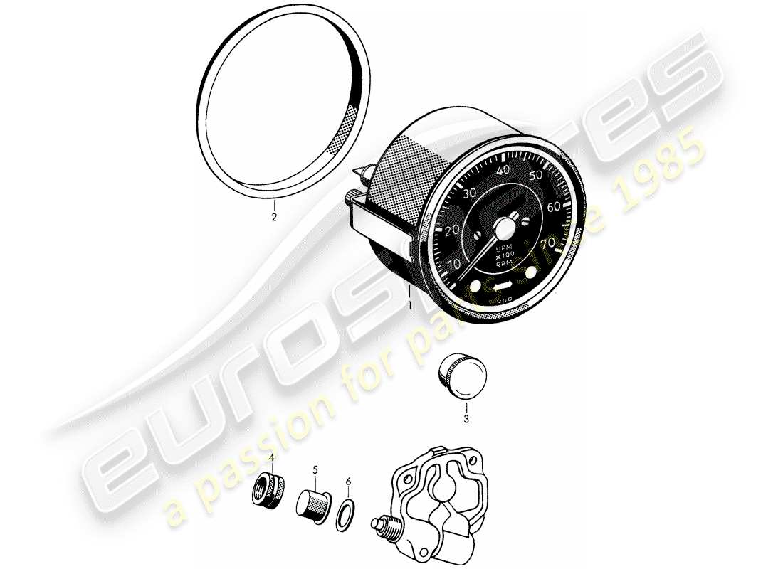 porsche 356b/356c (1964) tachometer - electric part diagram