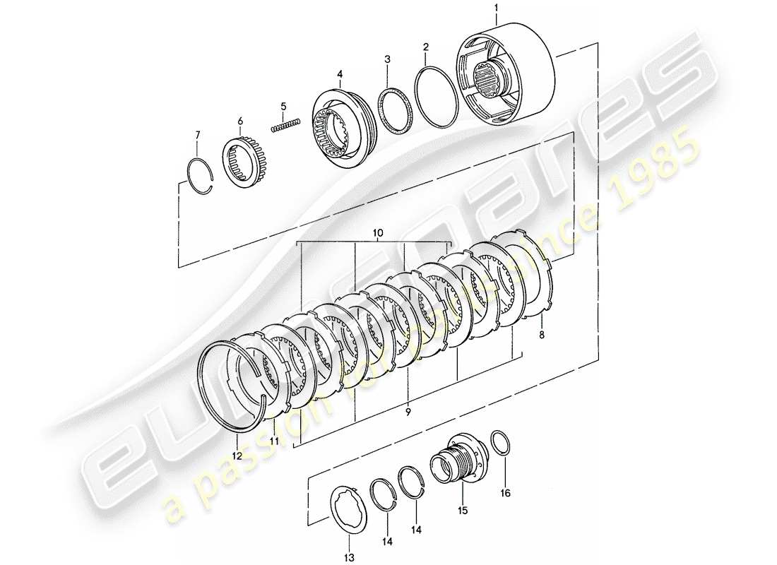 porsche 928 (1987) automatic transmission - clutch - k 2 part diagram