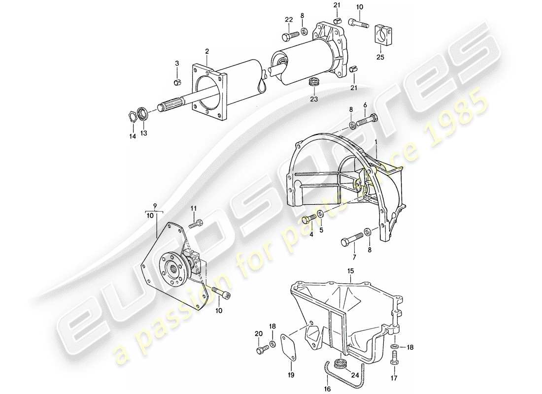 porsche 928 (1987) automatic transmission - central tube part diagram