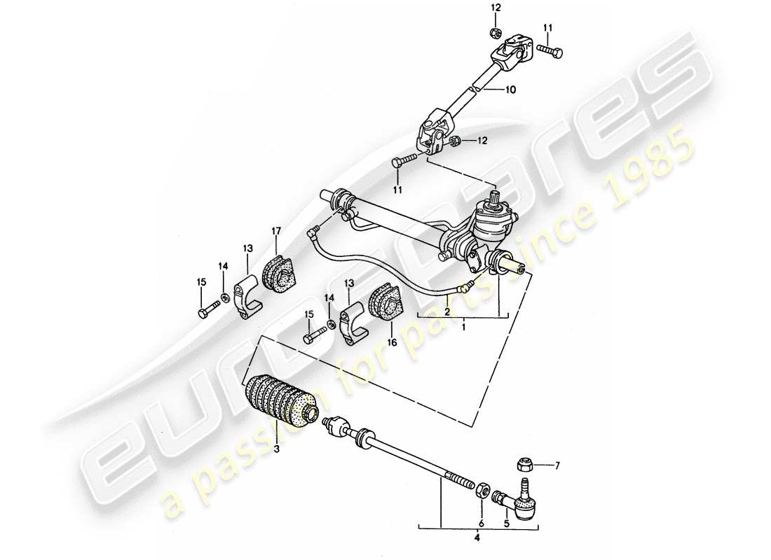 porsche 968 (1995) power steering - steering gear - steering track rod part diagram