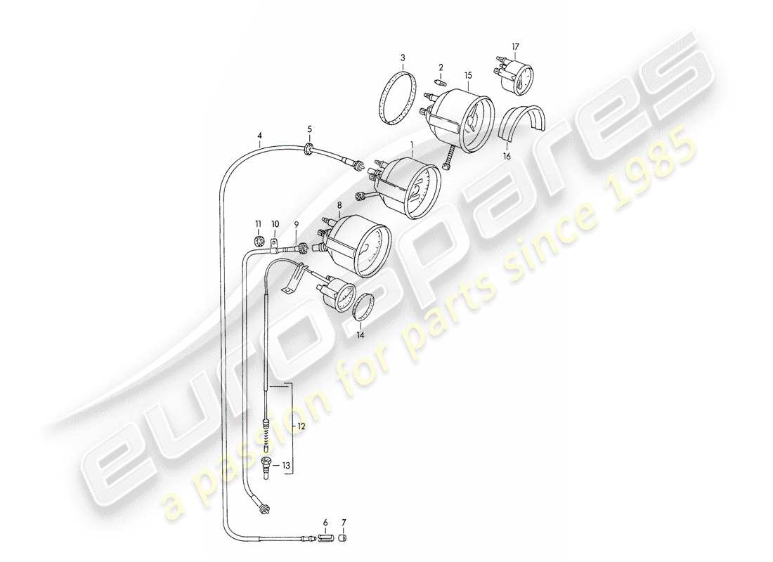 porsche 356/356a (1957) instruments part diagram