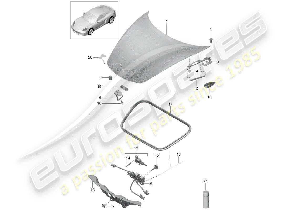 porsche 718 cayman (2020) cover part diagram