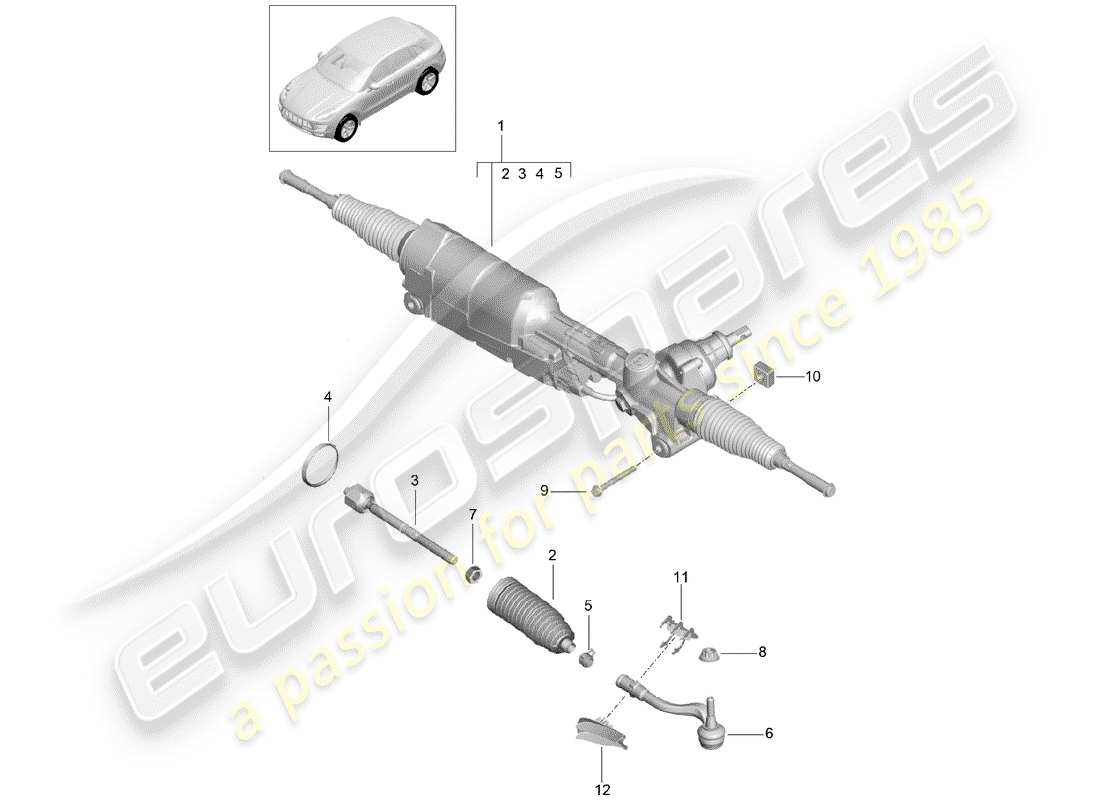 porsche macan (2015) steering gear part diagram