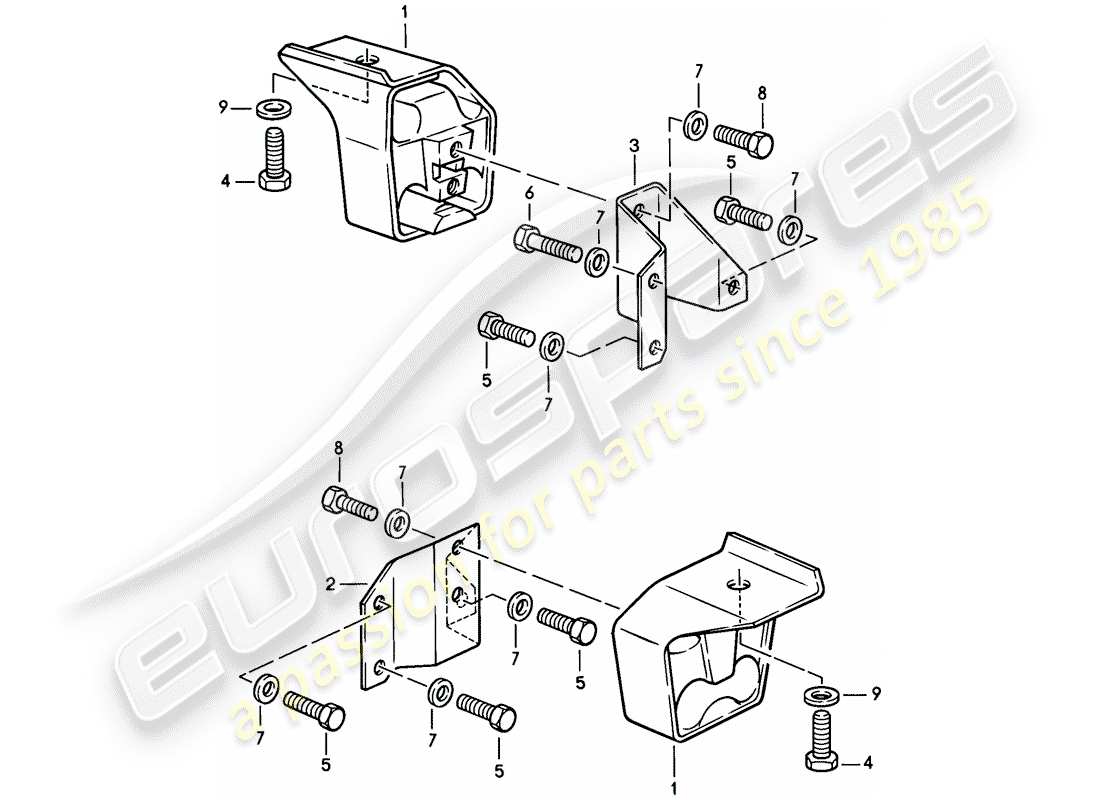 porsche 924s (1988) transmission suspension - manual gearbox part diagram