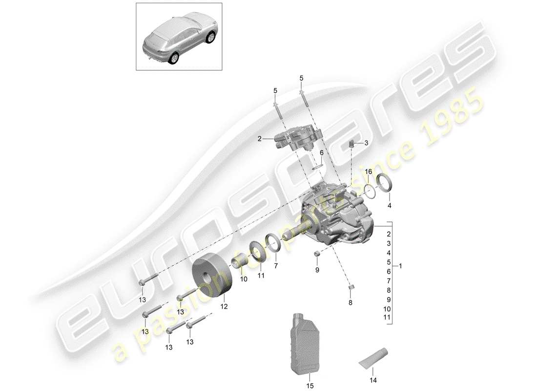 porsche macan (2015) transfer box part diagram