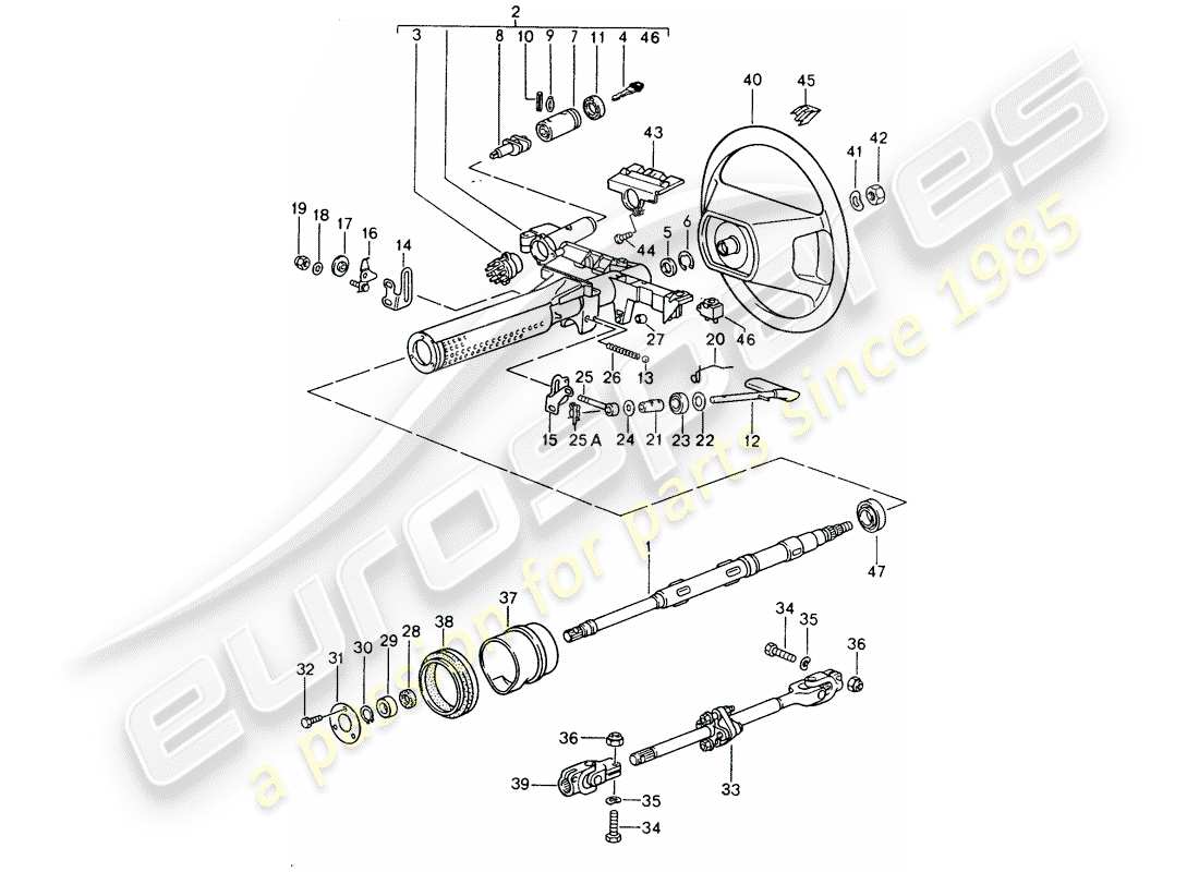 porsche 928 (1987) steering parts - steering wheel - airbag - d - mj 1990>> part diagram