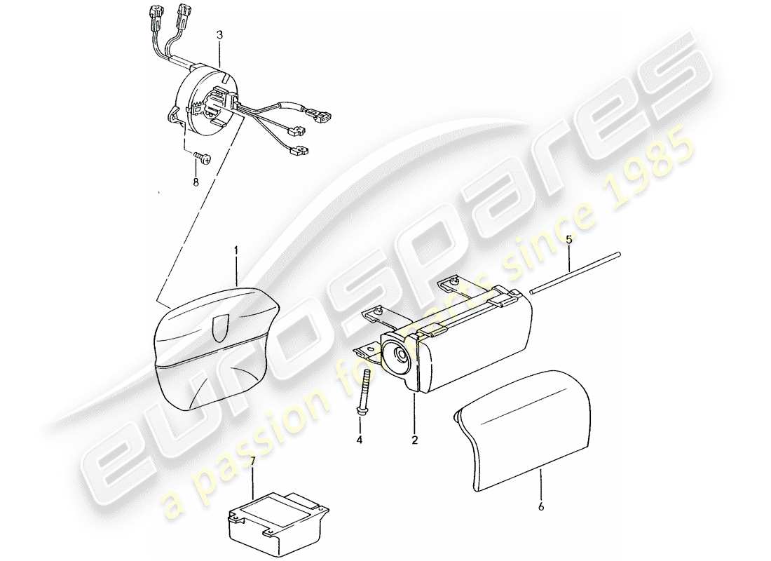 porsche 996 (2003) airbag part diagram