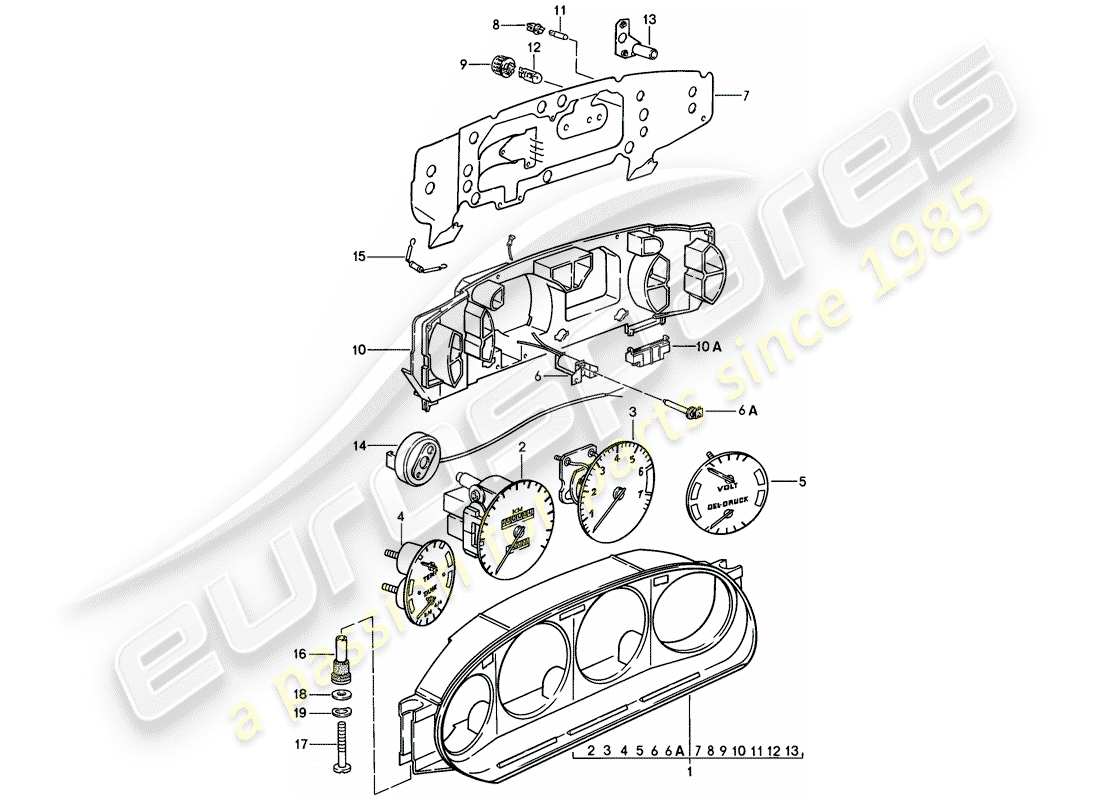 porsche 928 (1981) instrument cluster part diagram