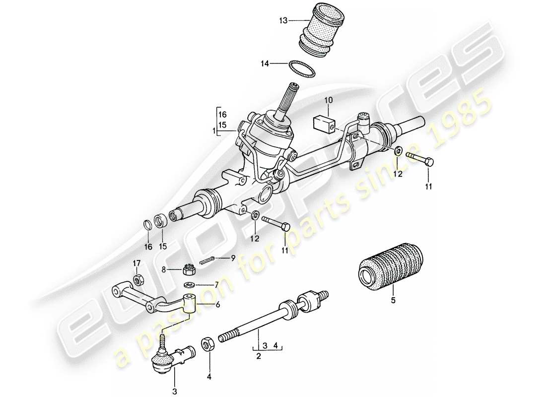 porsche 959 (1988) steering gear - steering track rod part diagram