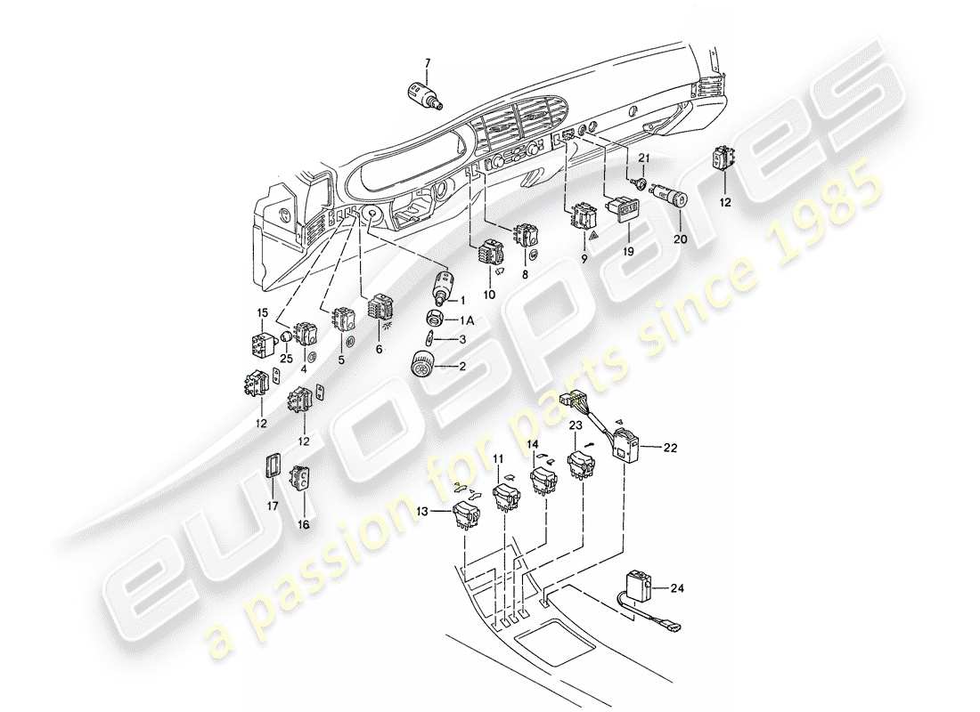 porsche 944 (1990) switch - clock part diagram