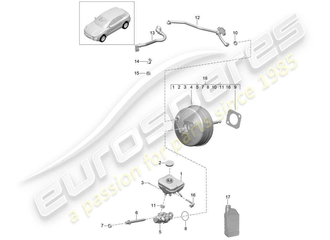 porsche macan (2015) brake master cylinder part diagram