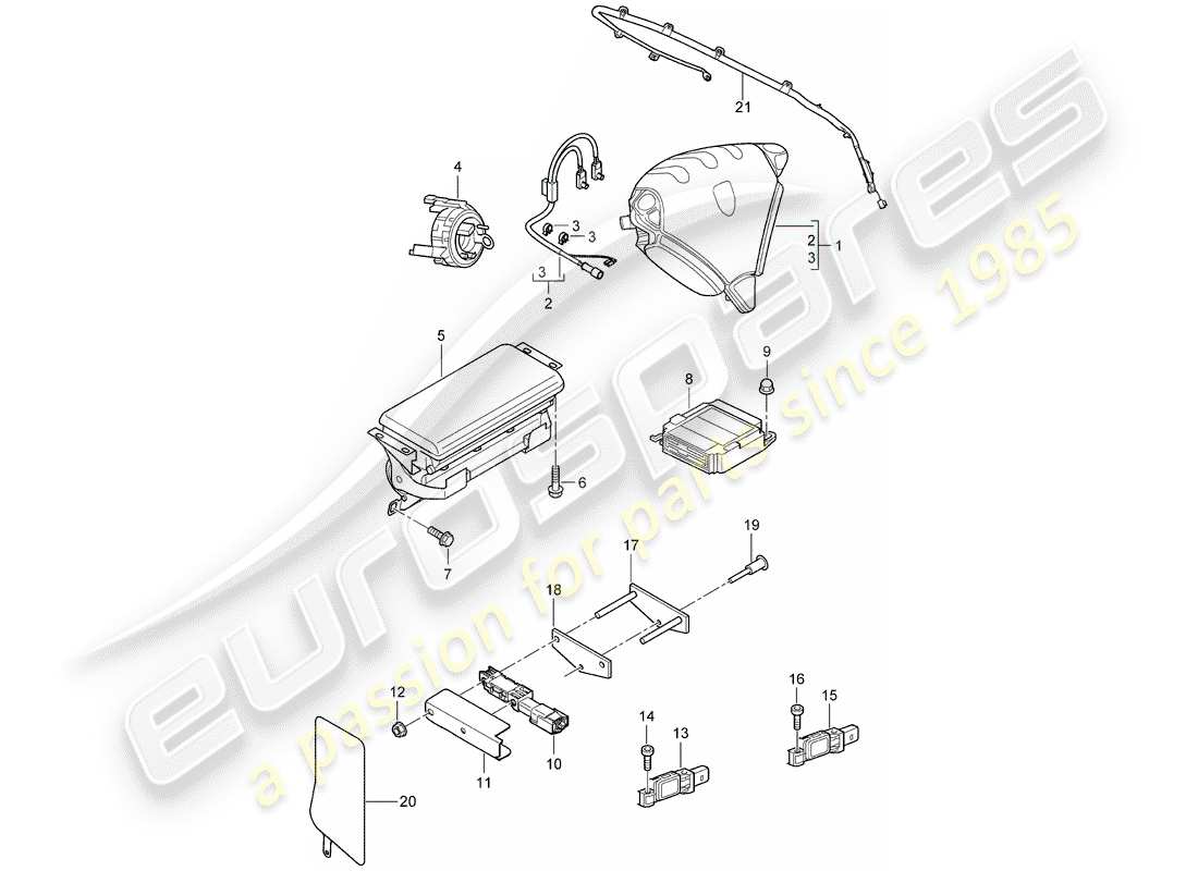 porsche cayenne (2010) airbag part diagram