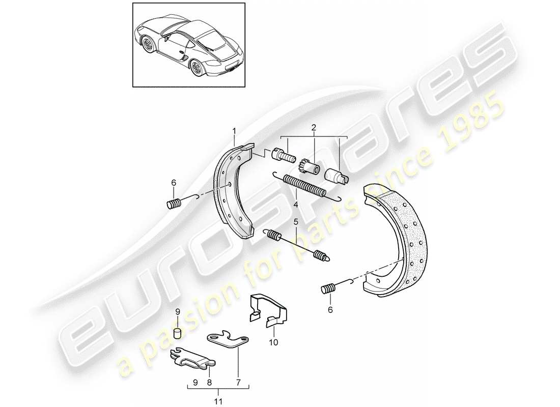 porsche cayman 987 (2012) handbrake part diagram