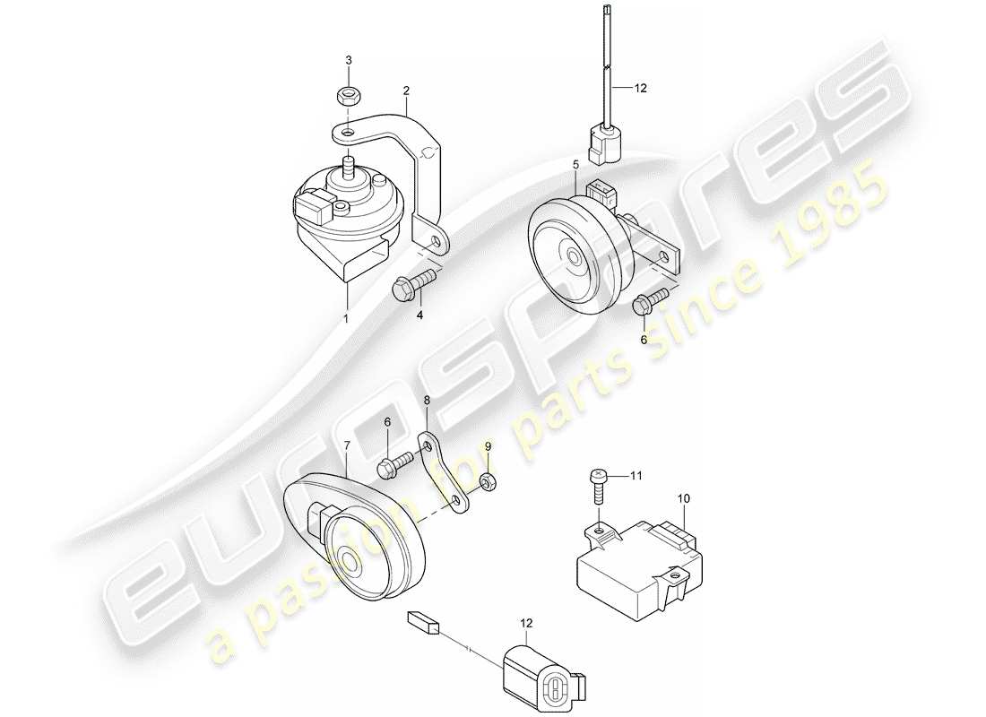 porsche cayenne (2008) fanfare horn part diagram