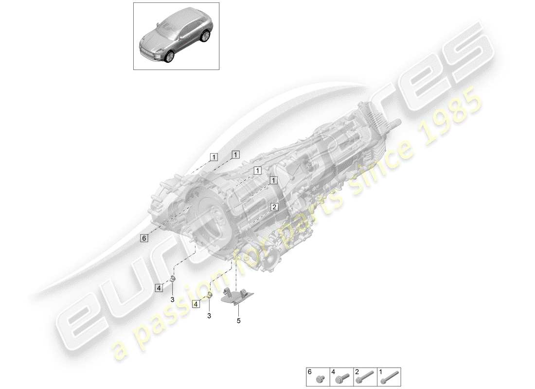 porsche macan (2019) mounting parts for engine and part diagram